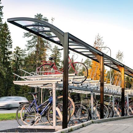 FalcoGamma-fietsoverkapping-met-etage-fietsenrekFalcoLevel-Eco-Zweden