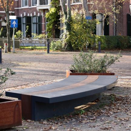 planters, weathering steel, benches, street furniture, Wilhelminaplein Bureau Stoep