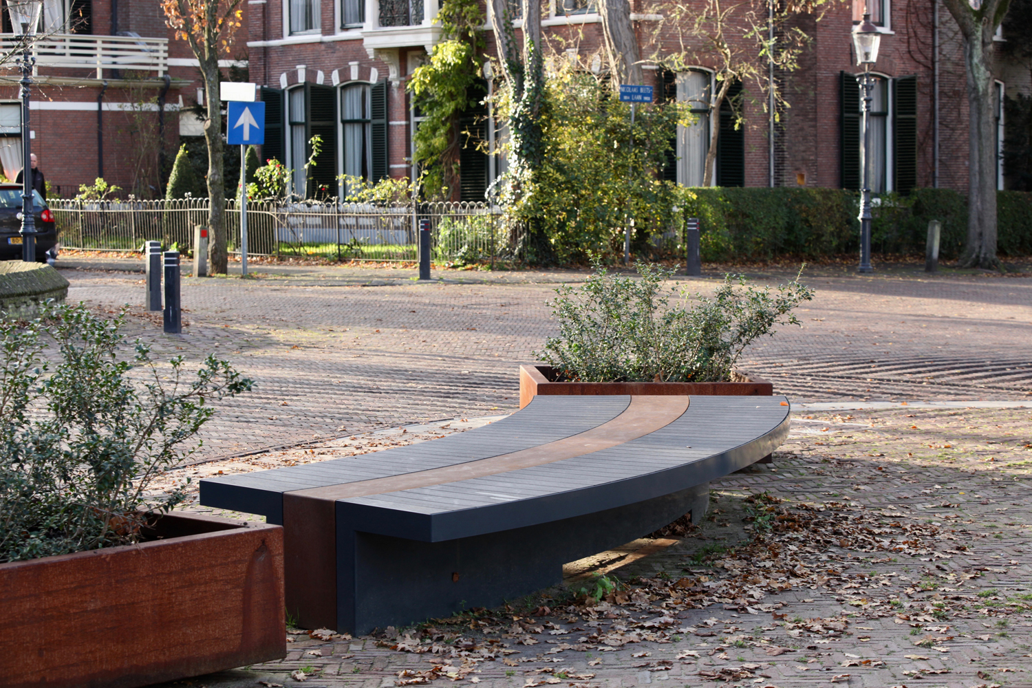 planters, weathering steel, benches, street furniture, Wilhelminaplein Bureau Stoep